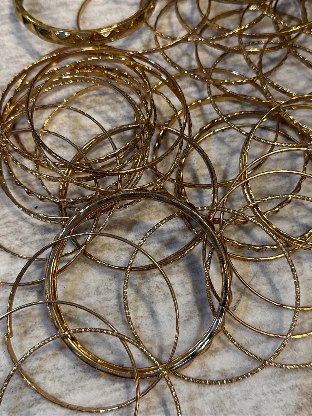 Gold Tone Textured Bangle Bracelet Set - Women Jewelry